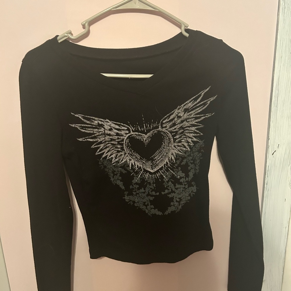 Black Angel Wing Heart Women's Top